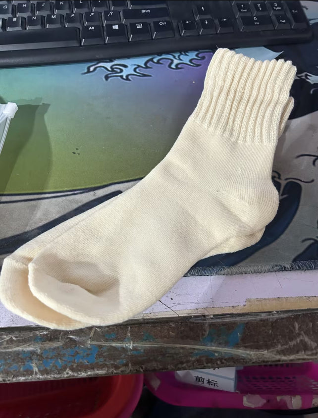 Ins Knitted Socks Winter Warm Thickened Solid Loop Socks High Ribbed Sweat-absorbent Floor Sock