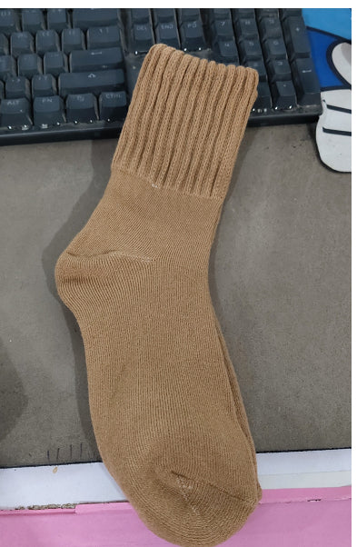 Ins Knitted Socks Winter Warm Thickened Solid Loop Socks High Ribbed Sweat-absorbent Floor Sock